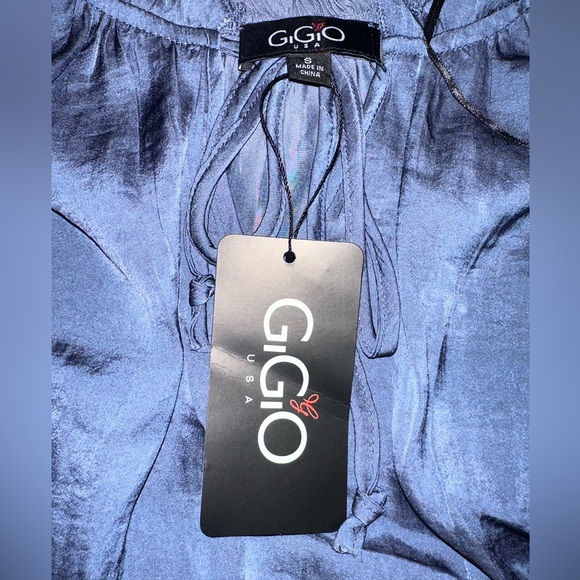 NWT Gigio Women's Blue Long Sleeve Pleated Fit & Flare Dress Size Small - Picture 3 of 4